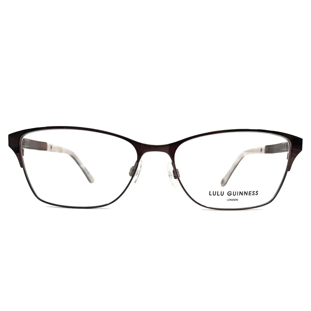 Lulu Guinness Eyeglasses Frames L200 BRN Brown Purple Cat Eye Full Rim 56-16-135